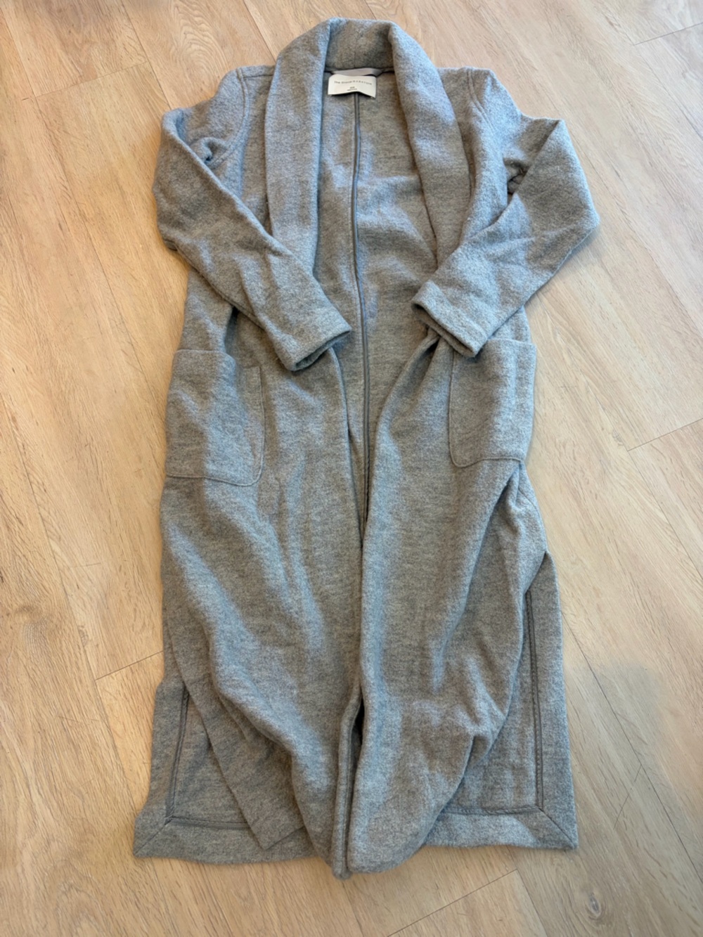Babaton Heather Gray Hooded Open-Front Wool Coat Duster Aritzia
